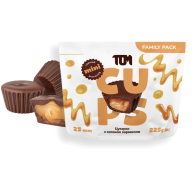 Mini Cups dark chocolate with salted caramel, 25 pcs